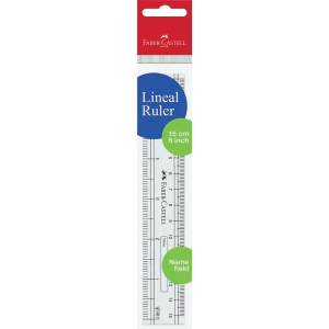 Faber-Castell 15 cm / 6 inch Transparent Lineal Ruler – High-Precision Measuring Tool